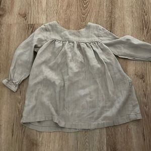 Toddler Girls Fieldday Linen oatmeal long sleeve button down back dress sz 2T